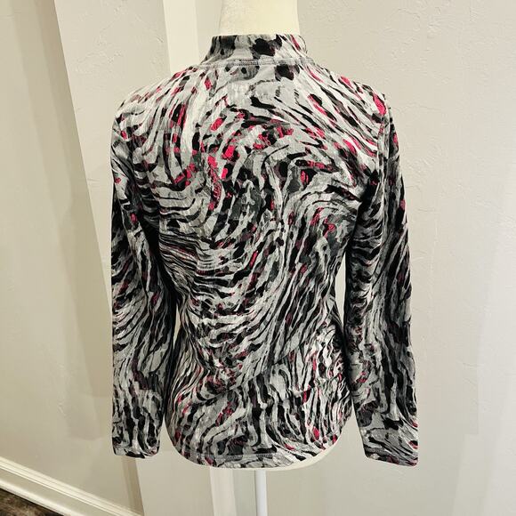 Additions By Chico's Women's Abstract Print Jacket Black Pink Gray size 0 (XS) - Picture 4 of 5